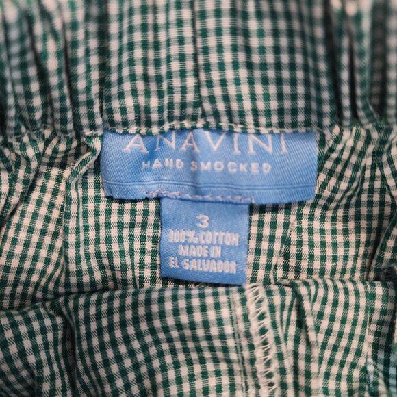 Anavini pants boys 3 green gingham lightweight cotton elastic waist New - Picture 11 of 11